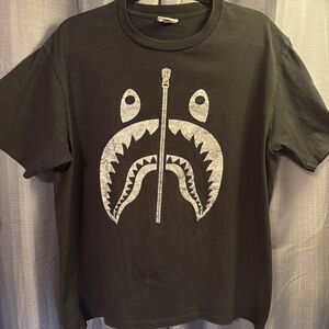 BAPE Men’s Shark Attack Zip Holographic Tee Size Large